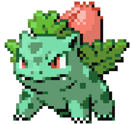 a grass-type Pokemon, Ivysaur. Evolves from Bulbasaur.