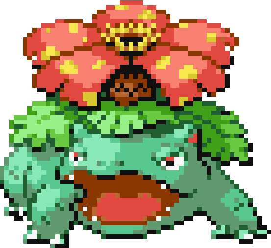 a grass-type Pokemon, Venusaur. Evolves from Ivysaur.